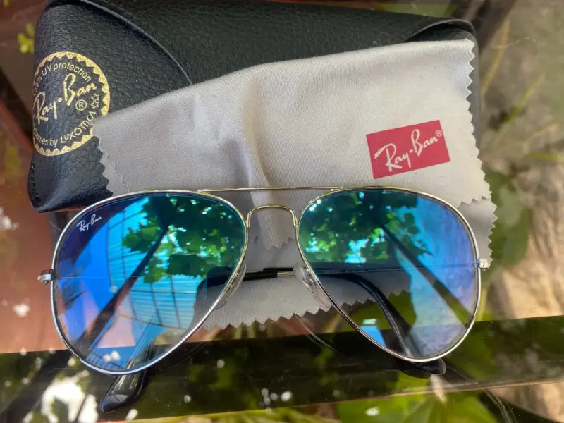 Gafas de sol Ray-Ban aviador espejo celeste - 3