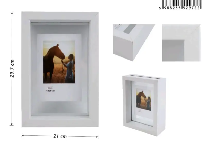 Marco de fotos tipo caja blanco 21x29.7 cm