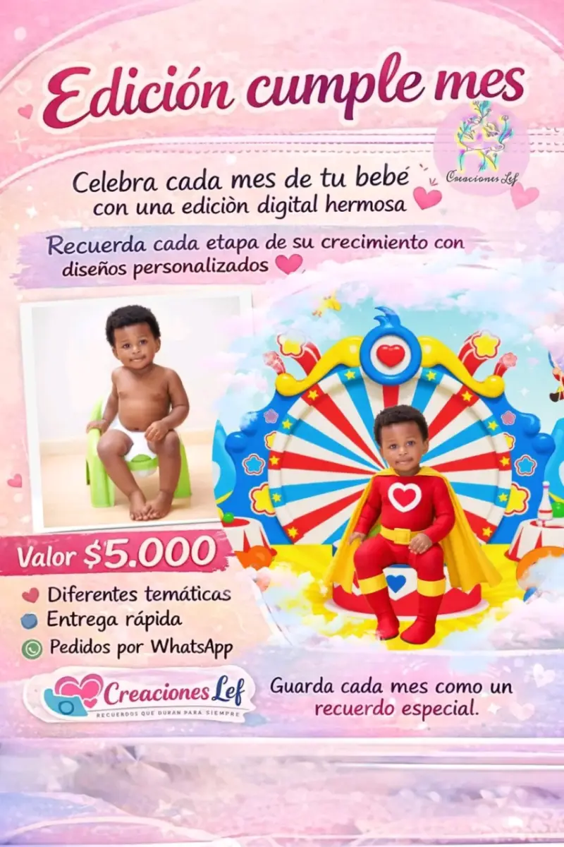 Edición digital cumple mes para bebés