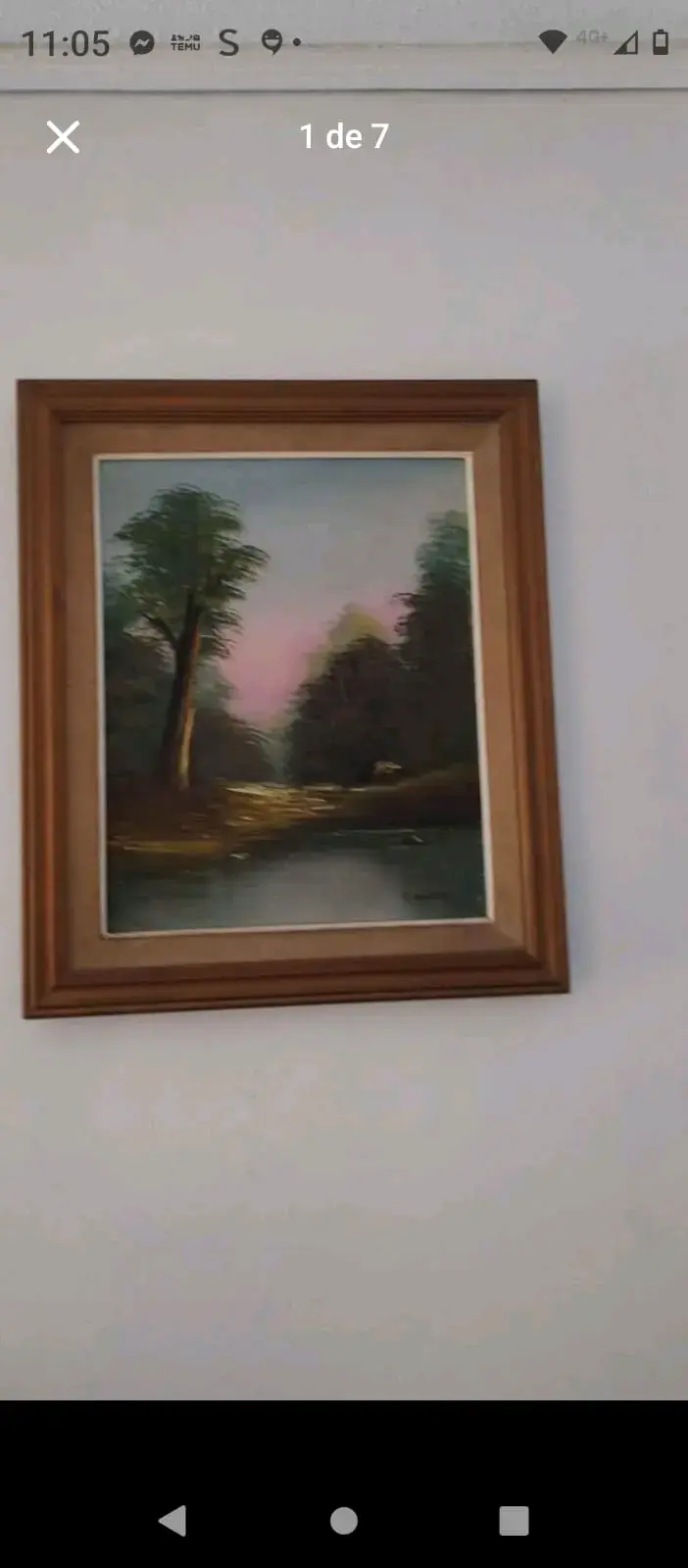 Cuadro de paisaje con marco de madera - 1