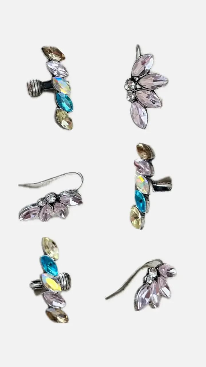 Set de aros con cristales multicolor - 2