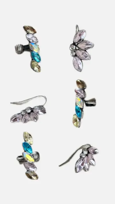 Set de aros con cristales multicolor - miniatura 2