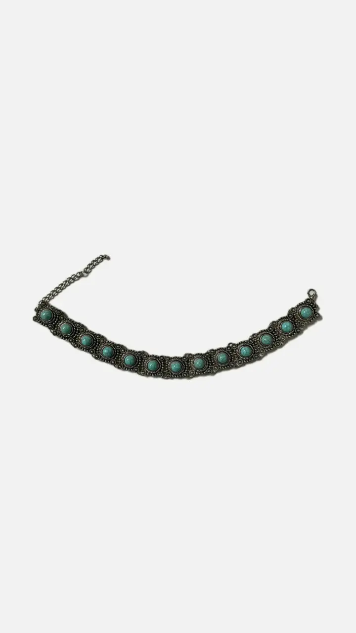 Choker vintage con piedras turquesas - 1