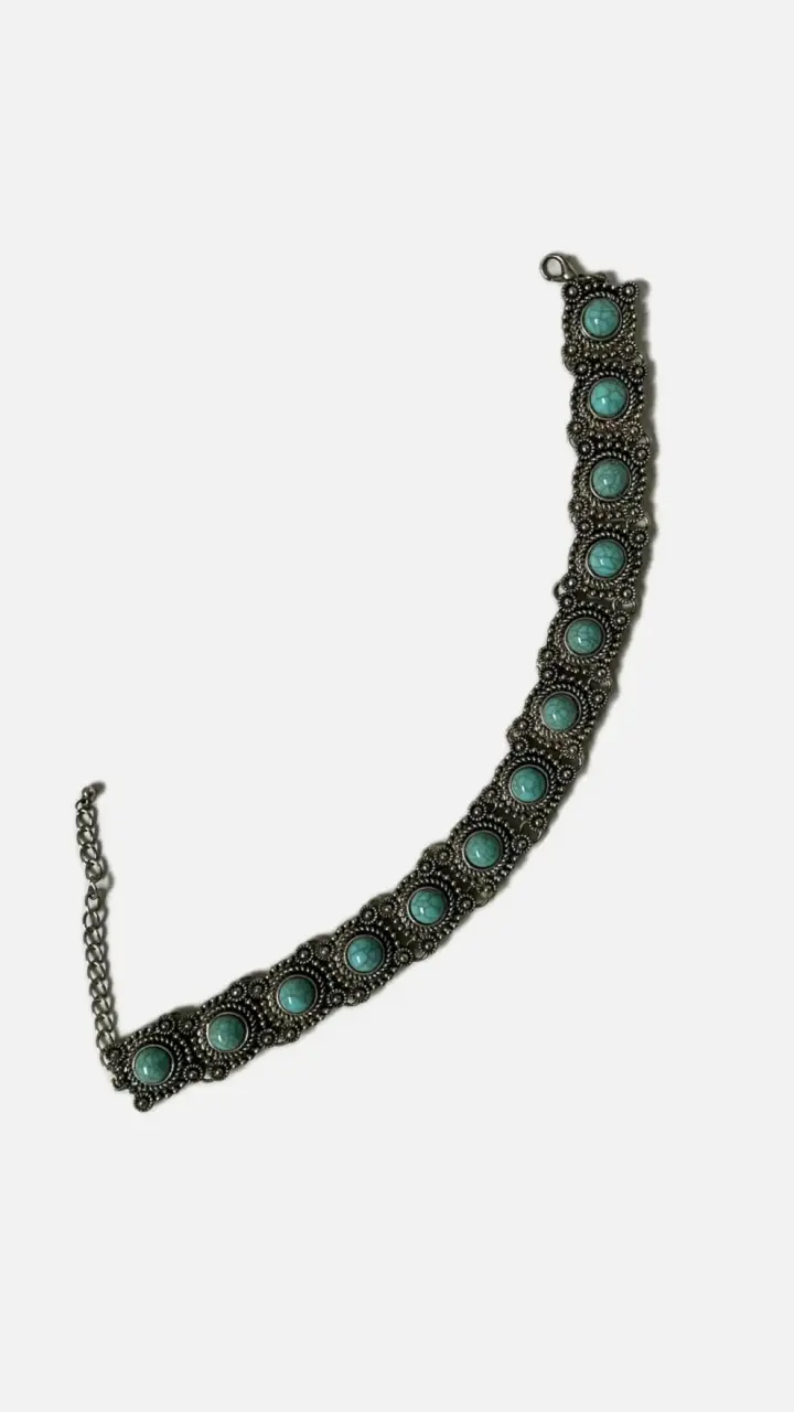 Choker vintage con piedras turquesas - 2