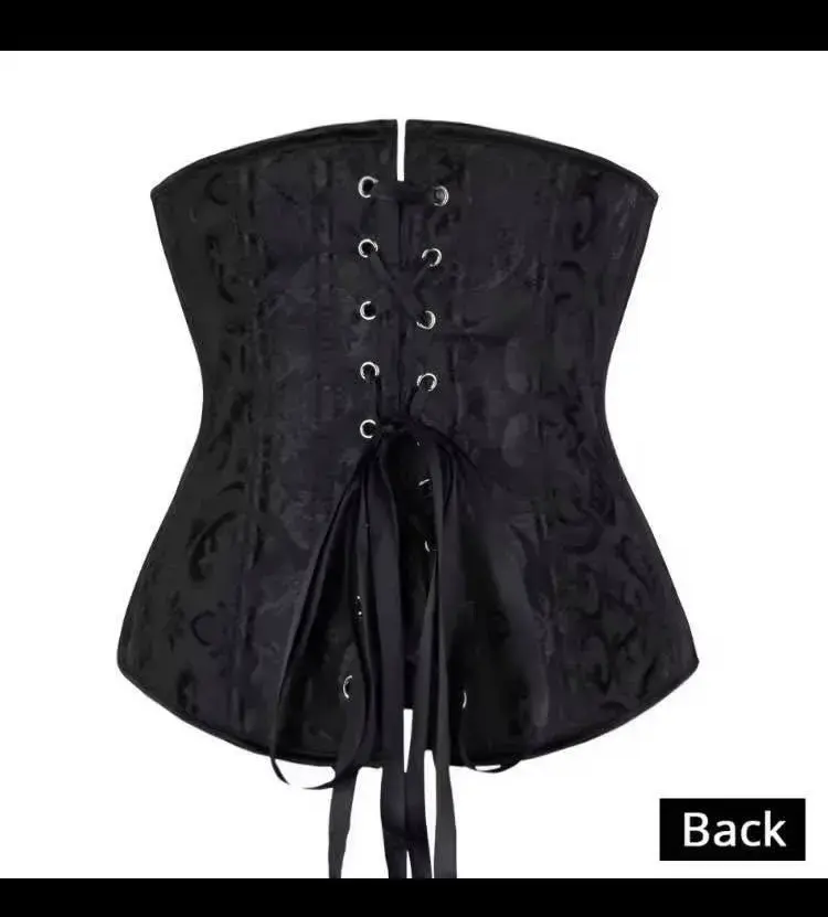 Corset negro con diseño floral elegante - 2