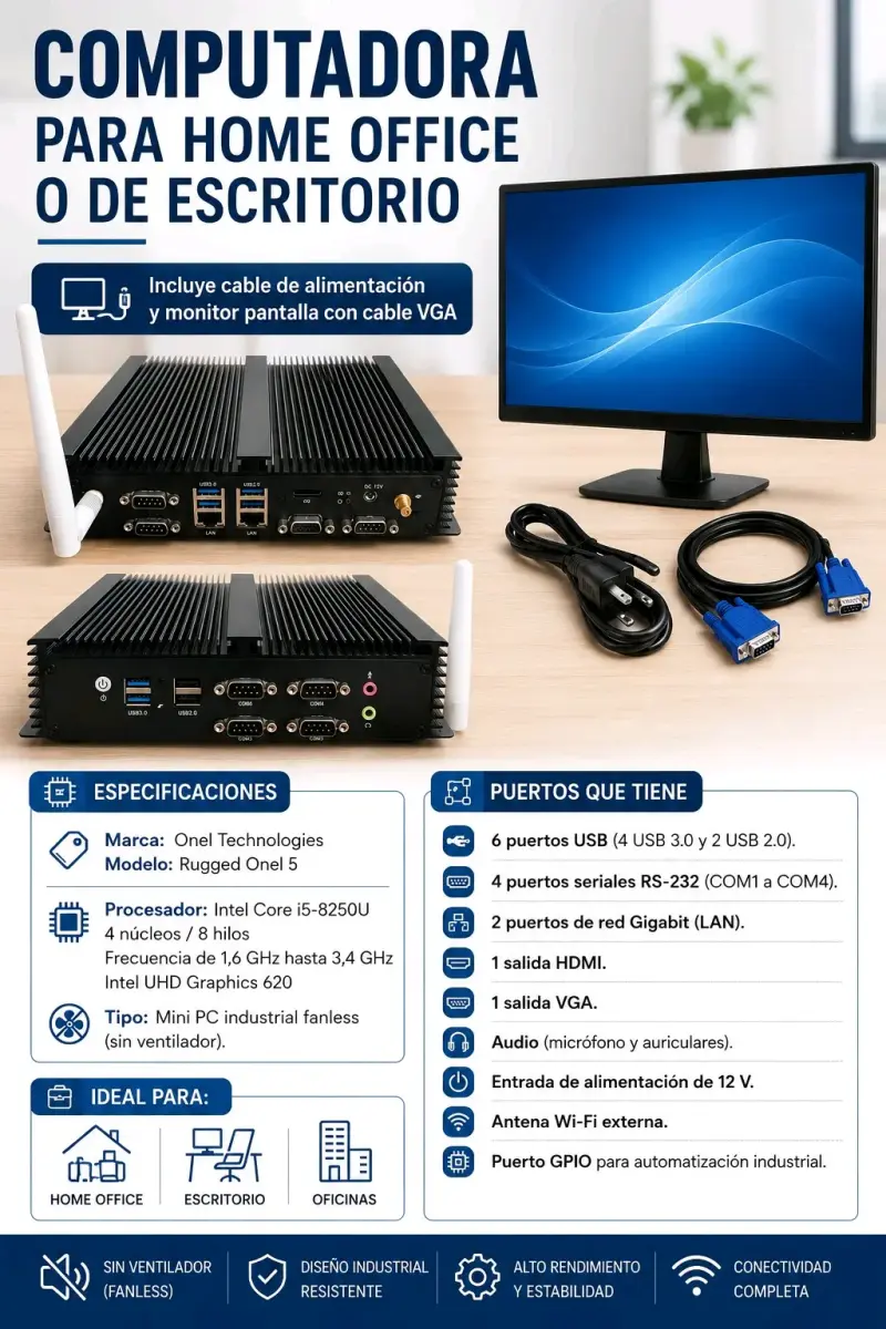 Mini PC Industrial Fanless Onel Technologies Rugged Onel 5