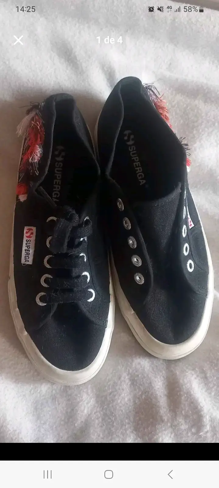 Zapatillas negras bordadas Superga talla 36 - 1