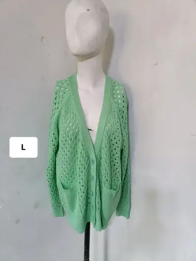 Cárdigan tejido verde para mujer - miniatura 1