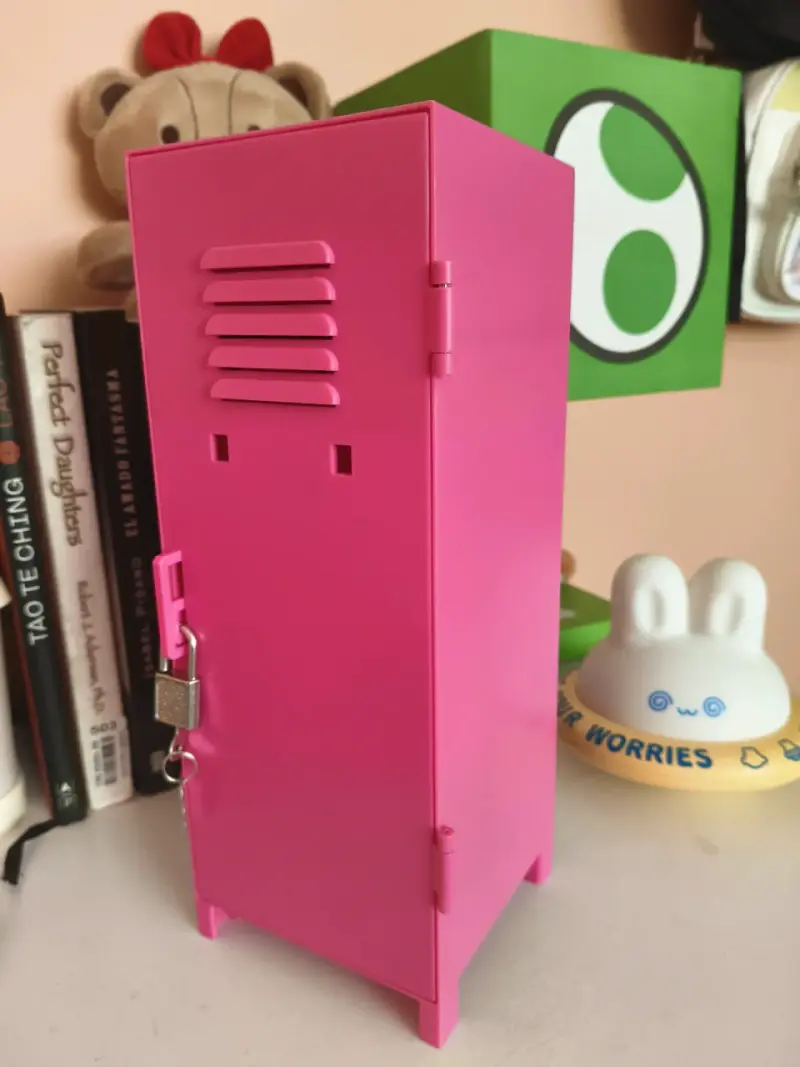 Mini casillero de plastico rosa con candado - 2