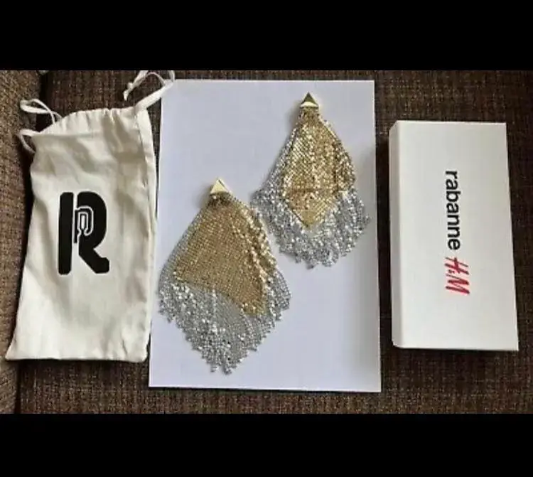 Pendientes Rabanne  largos dorados y plateados - 2