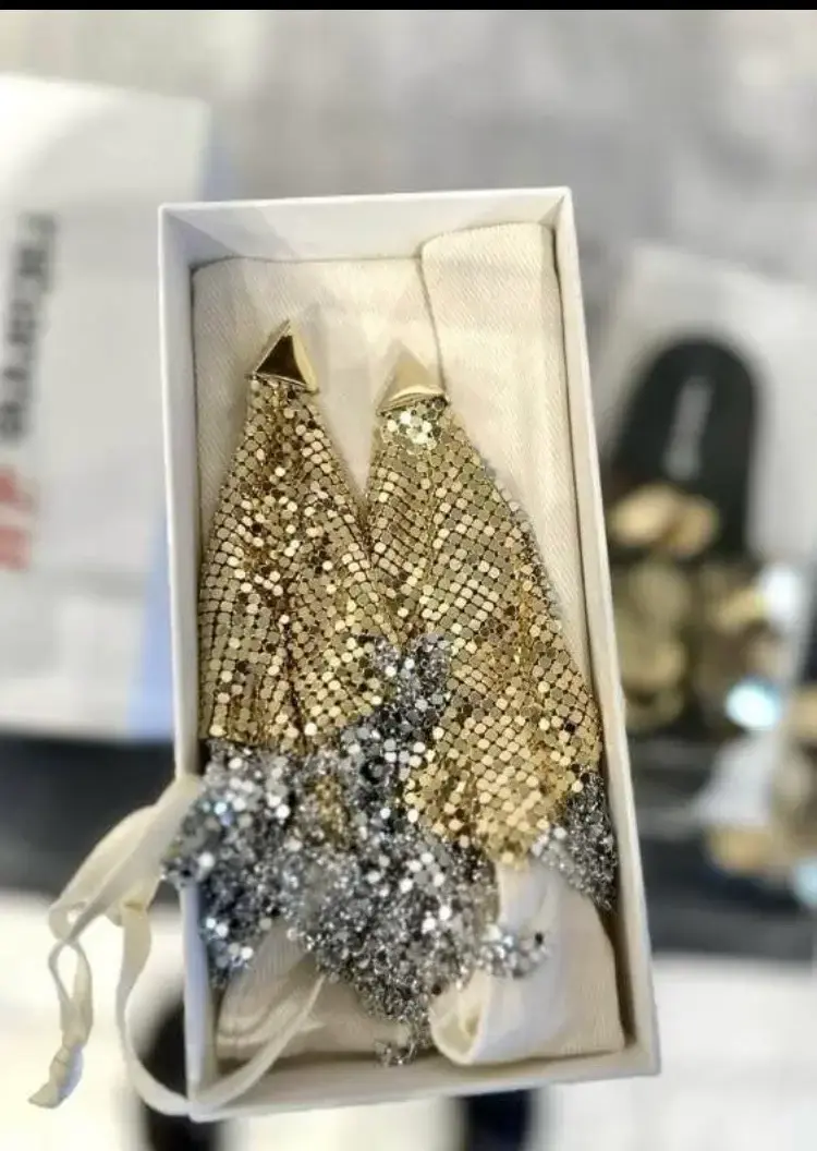 Pendientes Rabanne  largos dorados y plateados - 3