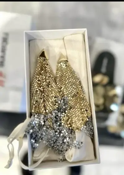 Pendientes Rabanne  largos dorados y plateados - miniatura 3