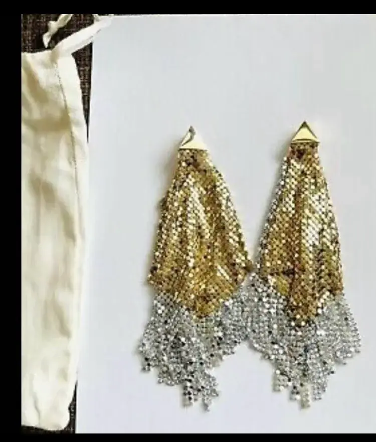 Pendientes Rabanne  largos dorados y plateados - 4