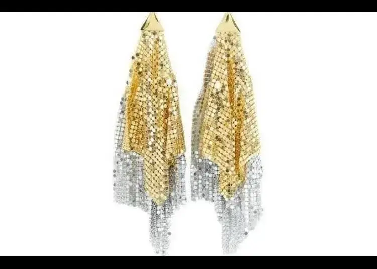 Pendientes Rabanne  largos dorados y plateados - 5