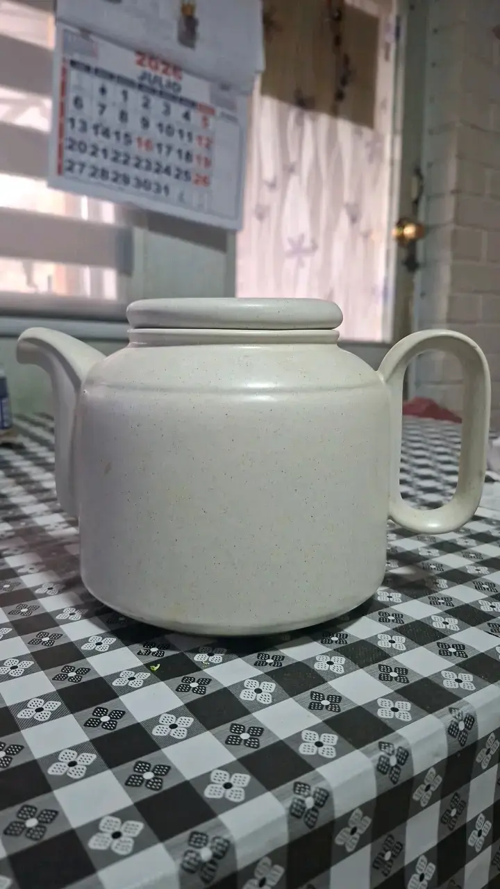 Tetera de cerámica blanca con tapa - 1