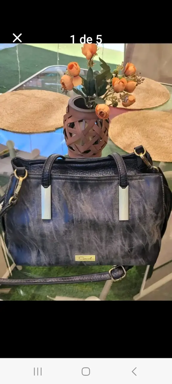 Cartera de cuero negra con correa ajustable Gacel - 3