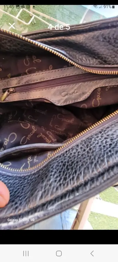 Cartera de cuero negra con correa ajustable Gacel - miniatura 5