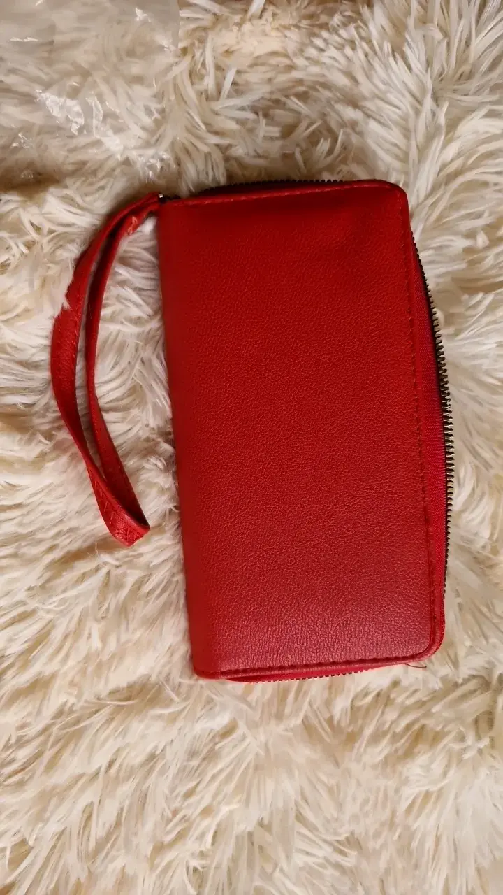 Billetera de cuero roja con cierre - 2