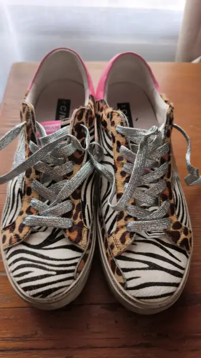 Zapatillas animal print con cordones plateados - miniatura 2