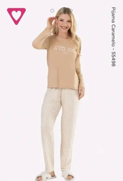 Pijama de mujer color caramelo con diseño cómodo - miniatura 2