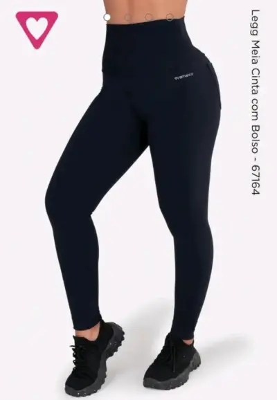 Leggings negros con cintura alta y bolsillos - miniatura 1