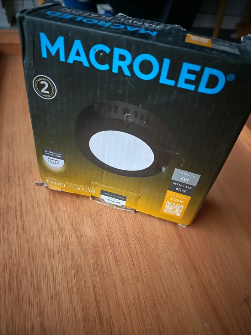 Panel LED de techo Macroted 6W negro