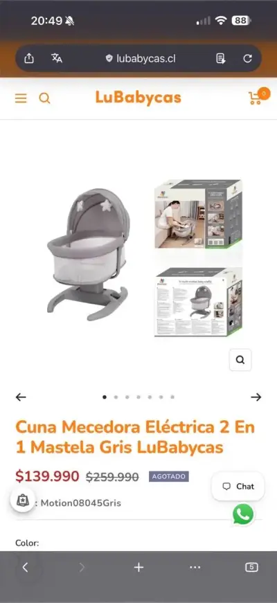 Cuna Mecedora Eléctrica 2 en 1 LuBabycas Gris - miniatura 3