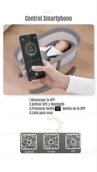Cuna Mecedora Eléctrica 2 en 1 LuBabycas Gris - miniatura 5
