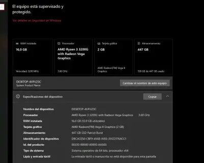 PC Gamer Asus / AMD Ryzen 3 3200G y 16GB RAM - miniatura 3