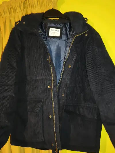 Chaqueta de cotel azul marino Old Navy con capucha - miniatura 2
