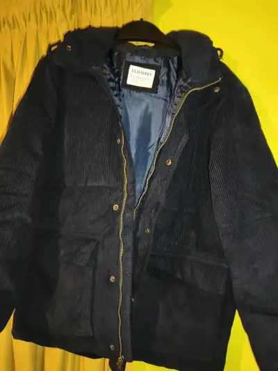 Chaqueta de cotel azul marino Old Navy con capucha - miniatura 3