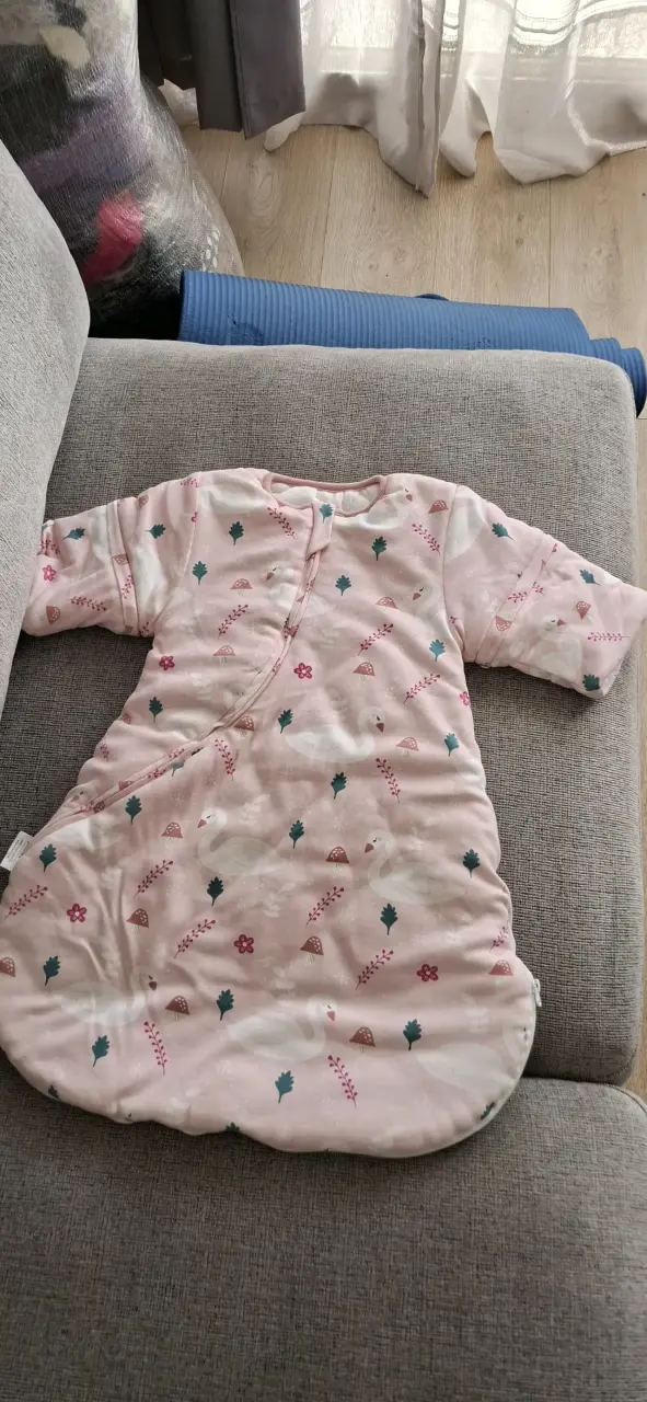 Saco de dormir para bebé rosa con estampado de cisnes - 2