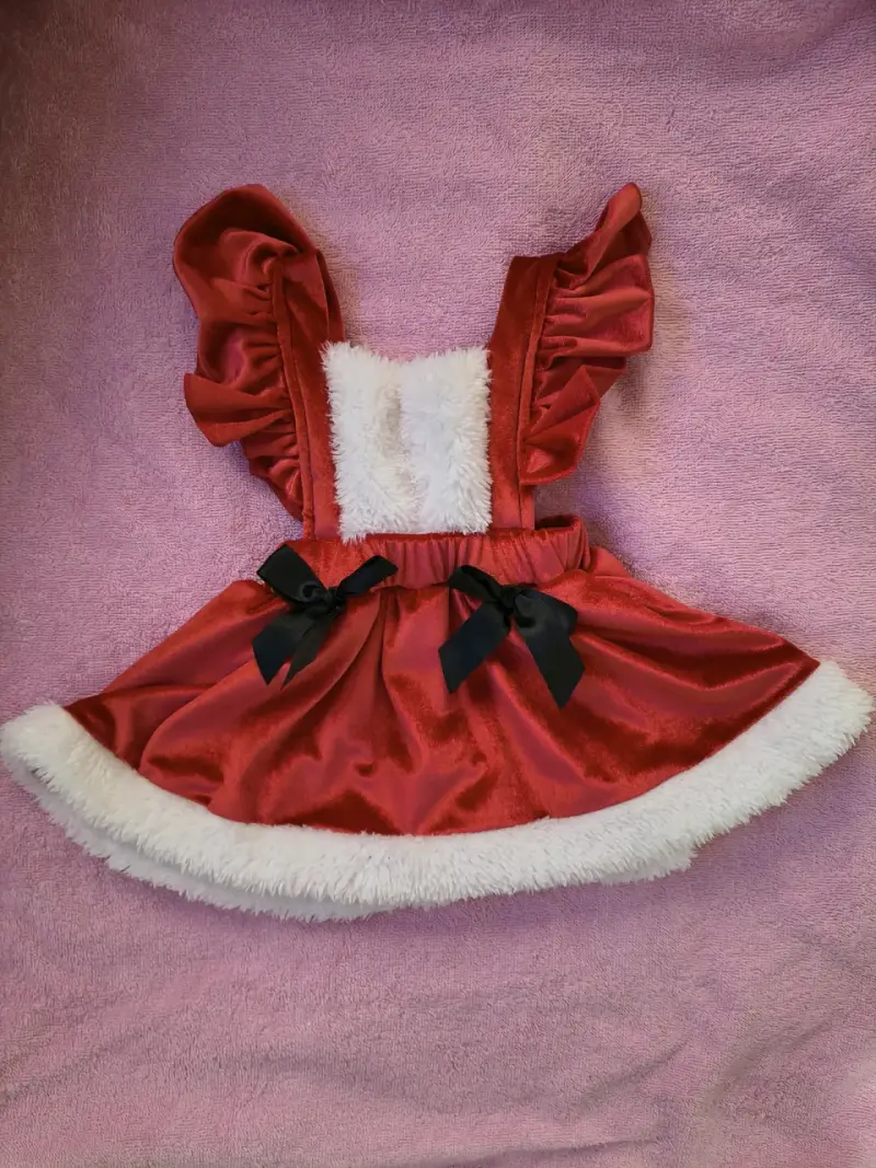 Vestido navideño para niña con volantes - 1
