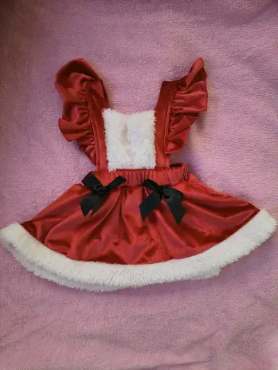Vestido navideño para niña con volantes - miniatura 1