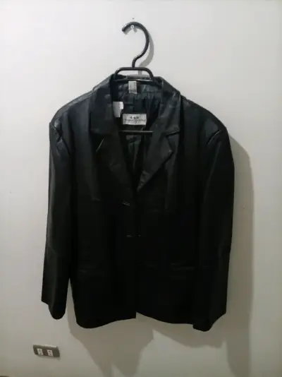 Chaqueta de cuero negra para hombre - miniatura 2