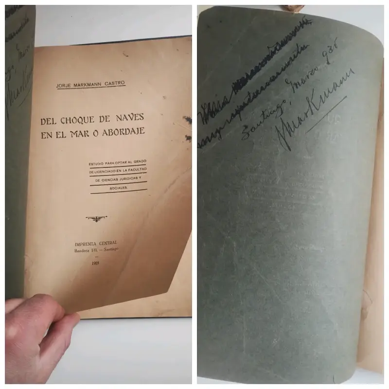 Libro antiguo 'Del Choque de Naves en el Mar o Abordaje' 1928 - 2