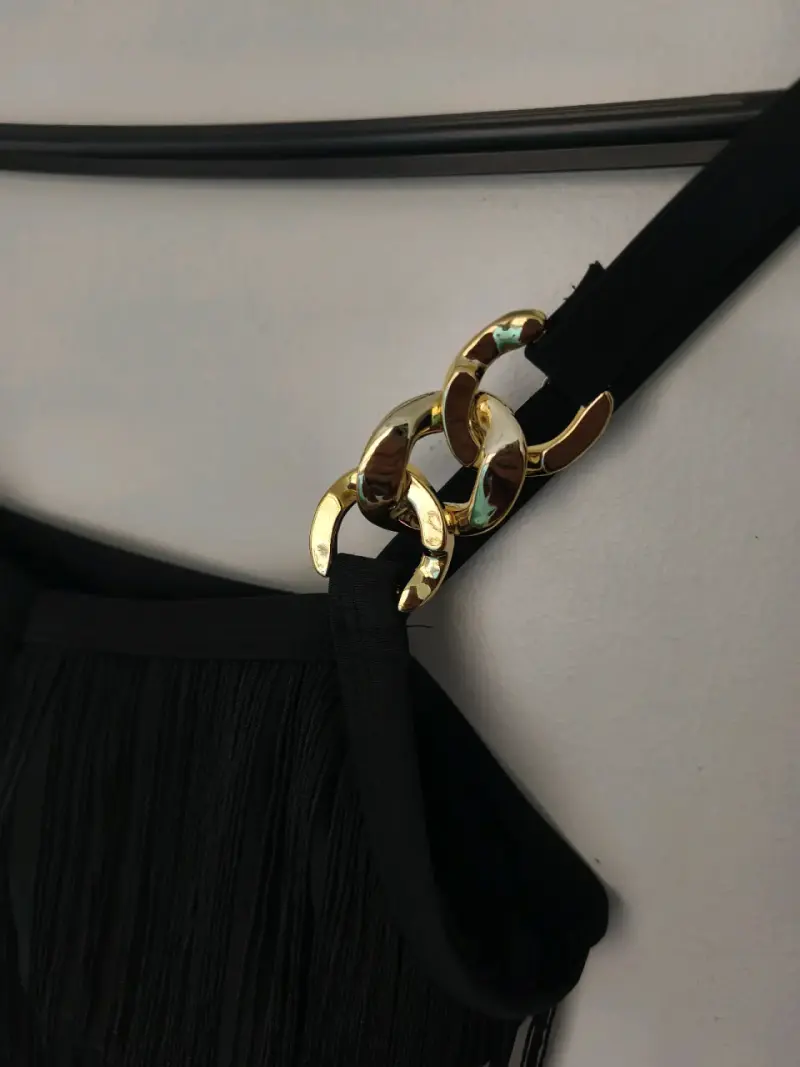 Body negro con flecos y detalles dorados - 2