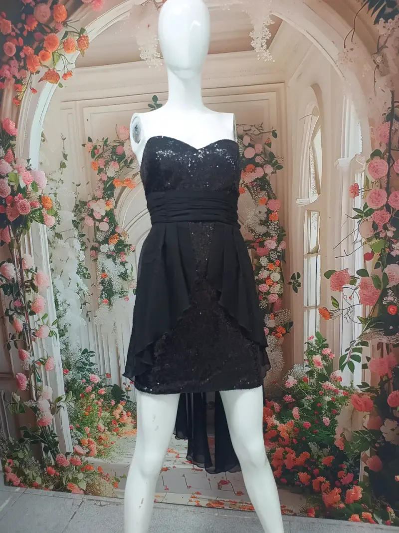 Vestido de fiesta negro con lentejuelas - 3