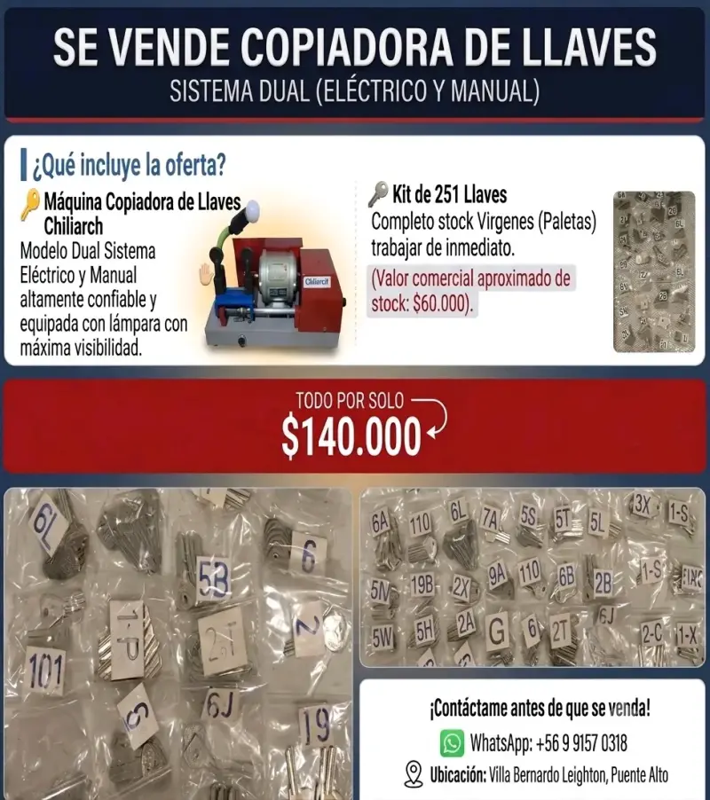 Máquina Copiadora de Llaves Chilarch con Kit de 251 Llaves - 1