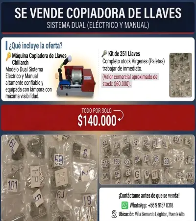 Máquina Copiadora de Llaves Chilarch con Kit de 251 Llaves - miniatura 1