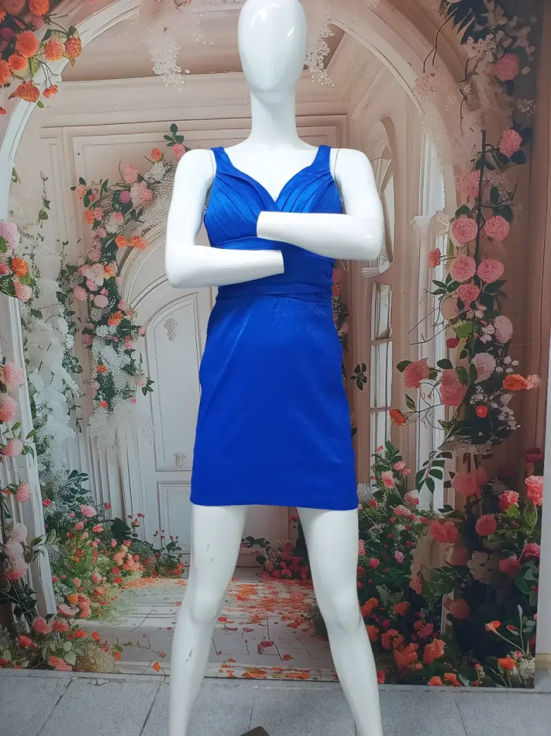 Vestido corto azul eléctrico para fiesta - 1