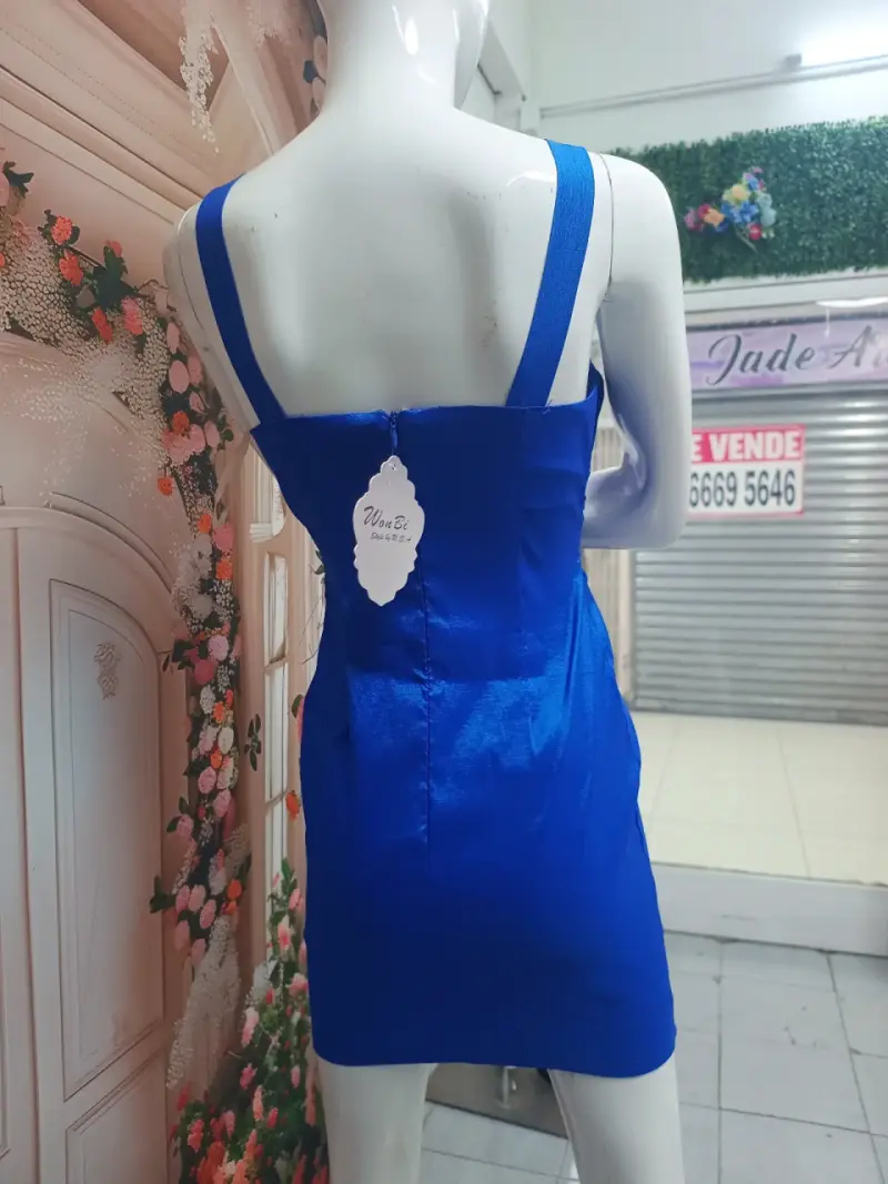Vestido corto azul eléctrico para fiesta - 3