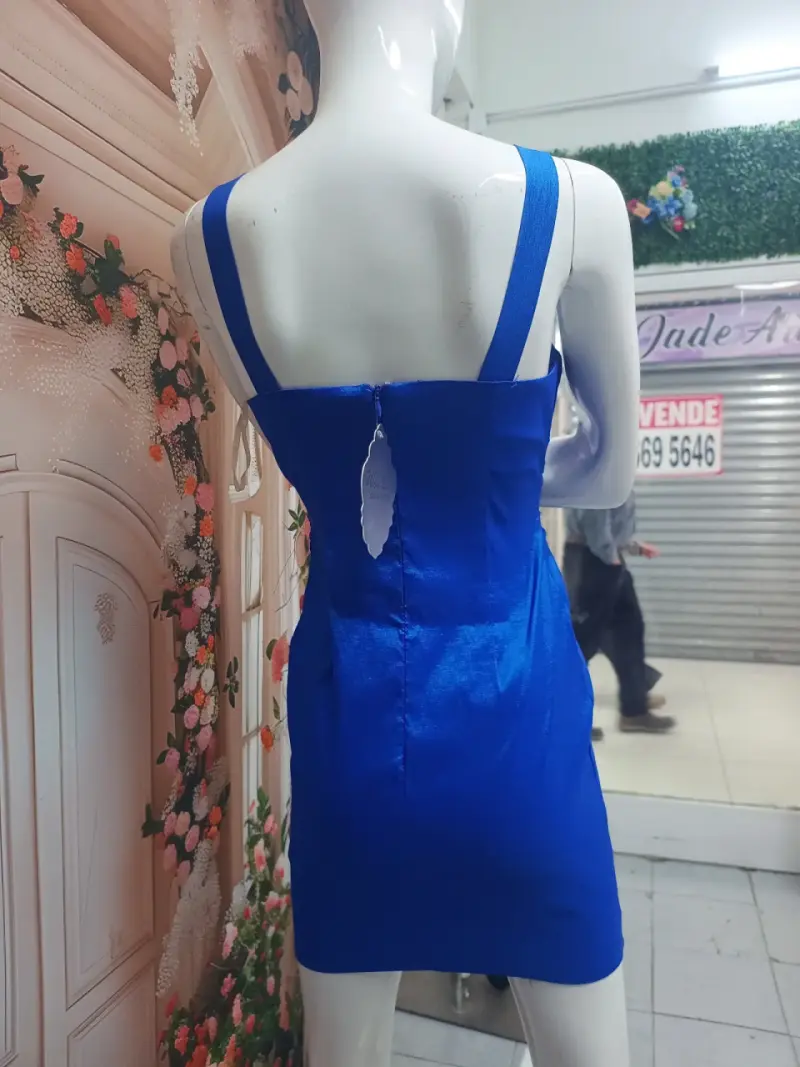Vestido corto azul eléctrico para fiesta - 4