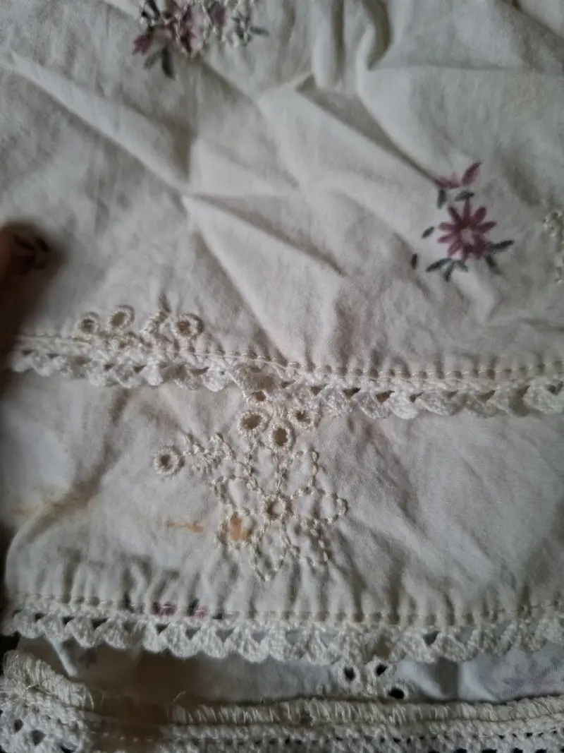 Falda vintage bordada blanca talla L - 3