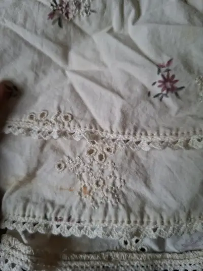 Falda vintage bordada blanca talla L - miniatura 3