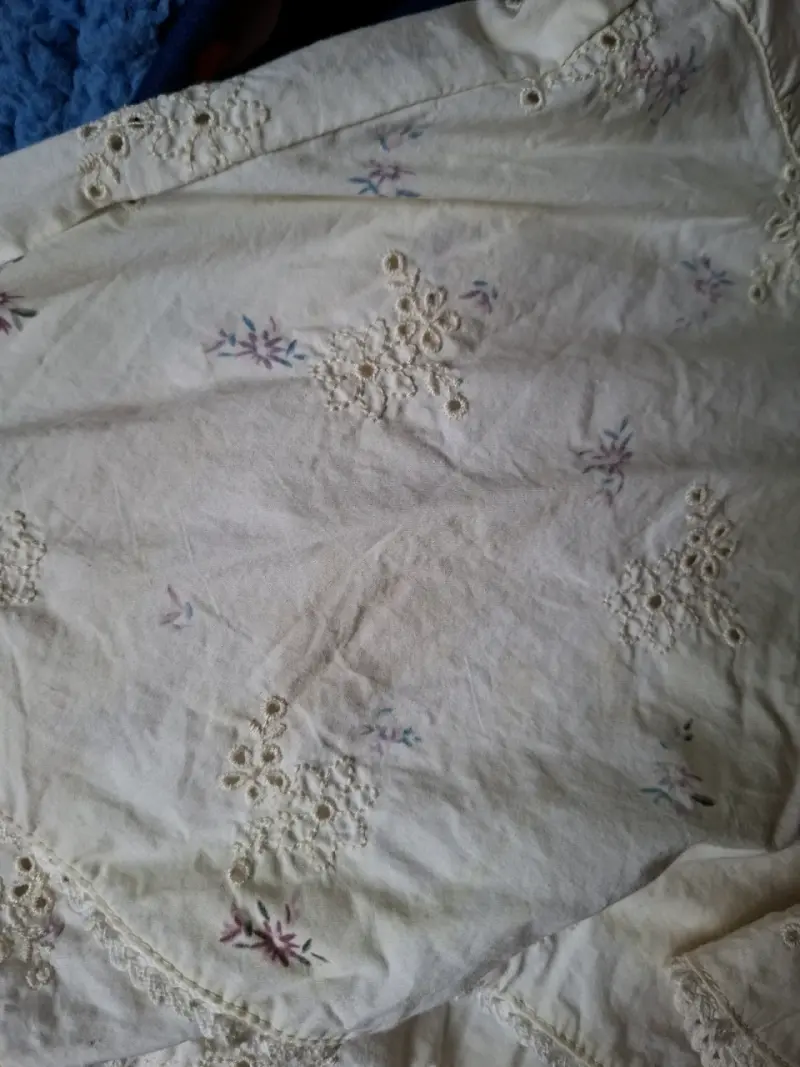Falda vintage bordada blanca talla L - 4