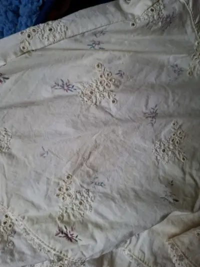 Falda vintage bordada blanca talla L - miniatura 4