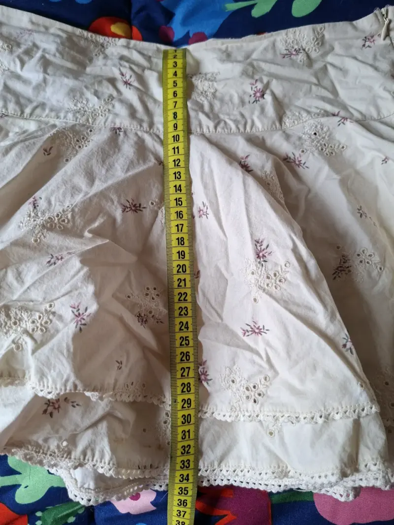 Falda vintage bordada blanca talla L - 6