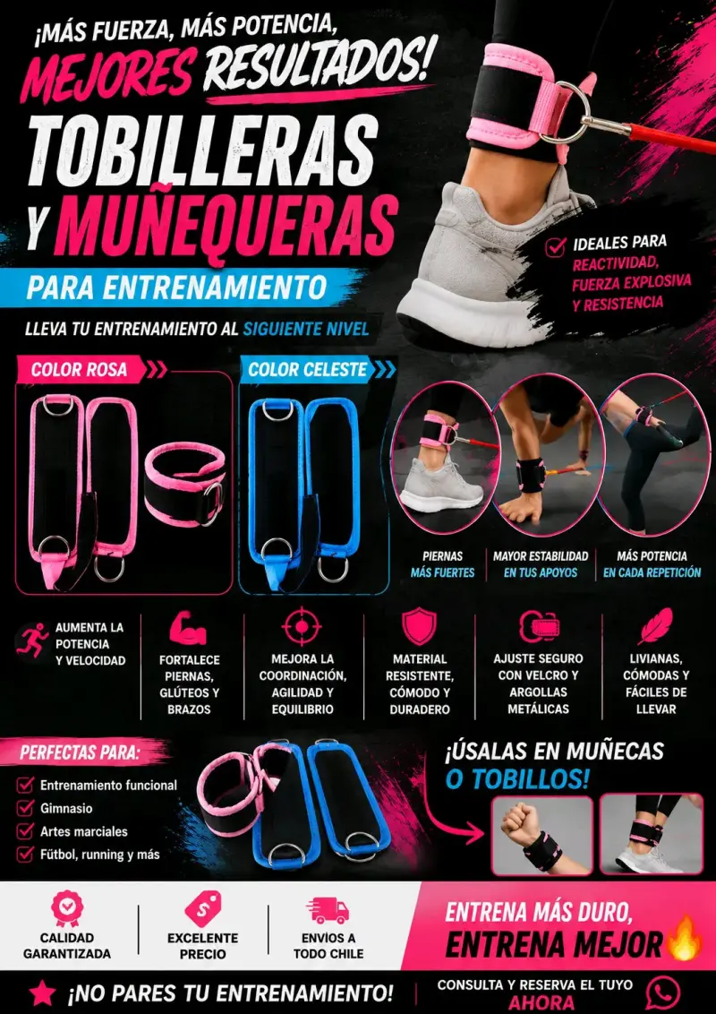 Tobilleras y Muñequeras Entrenamiento en Rosa