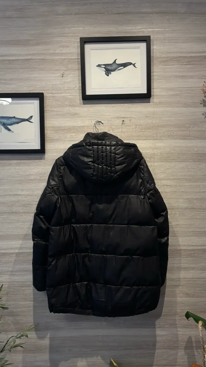Parka negra para mujer con gorro - 5